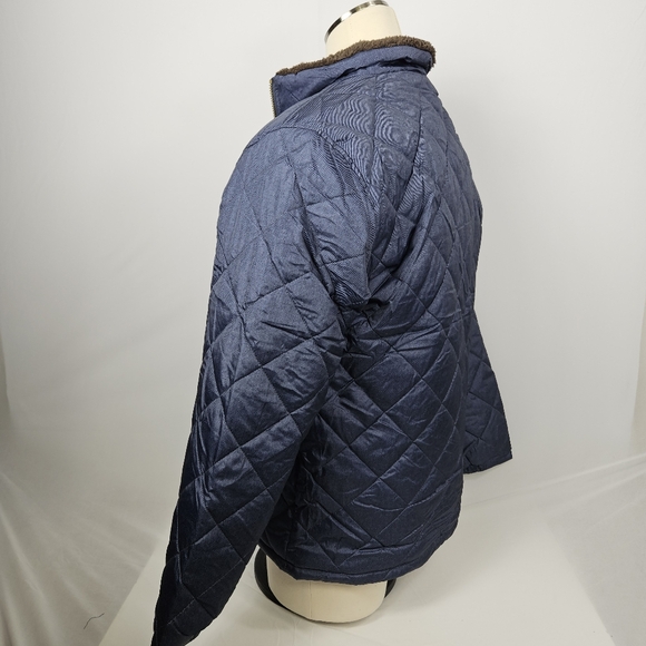 Barn Jacket By Weatherproof ~ quilted waterproof blue w/ brown sherpa lining - Picture 7 of 16